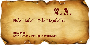Máté Mátyás névjegykártya